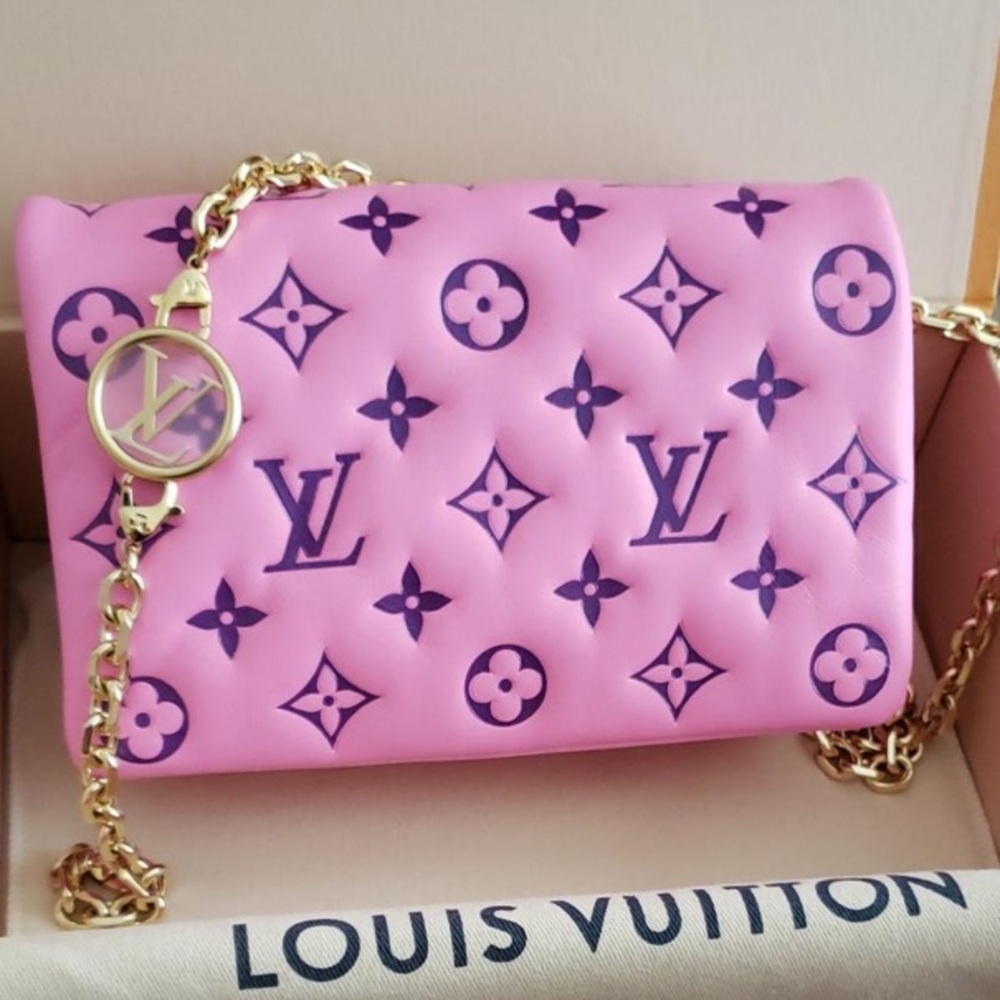 Louis Vuitton: Coussin Pink Purple Monogram Embossed Lambskin Leather Bag
